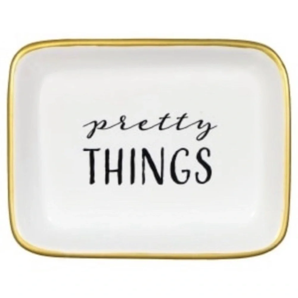Pretty Things White and Gold Ceramic Trinket Dish